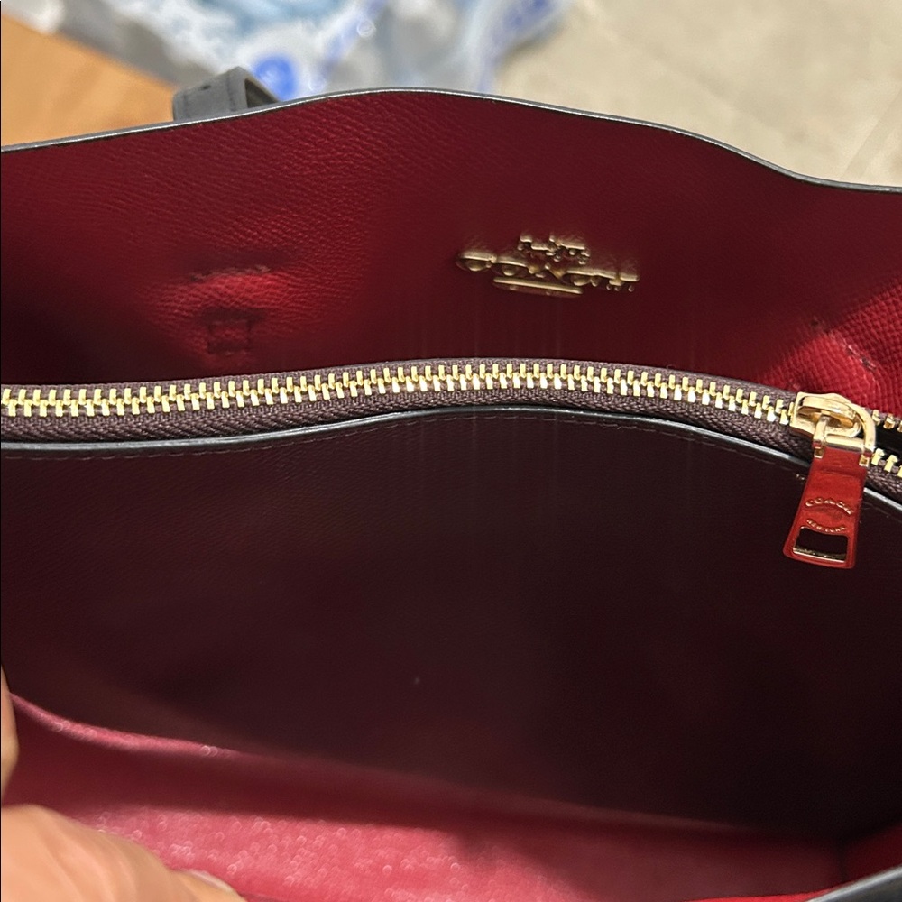 Coach Black Leather Tote with Red Interior and Gold Hardware - Picture 10 of 10